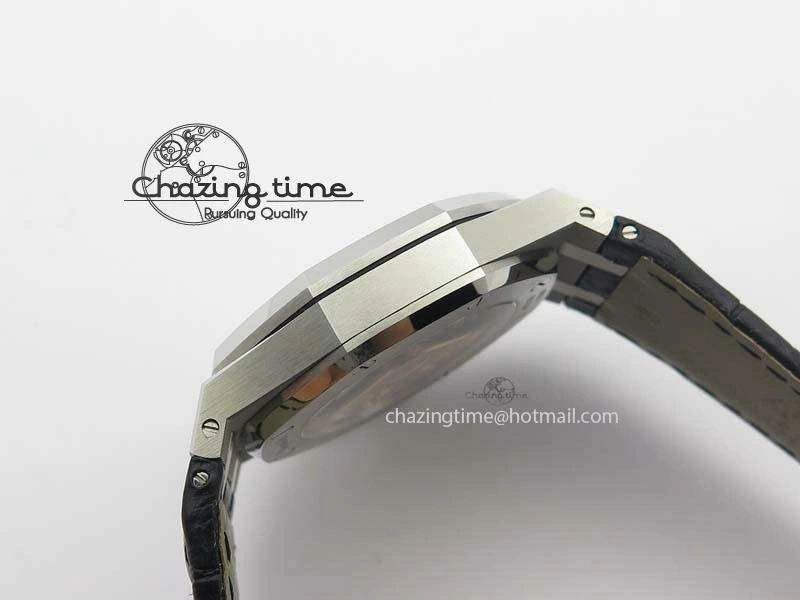 Neat Royal Oak 37mm 15450 SS JF 1:1 Best Edition Black Dial On Black Leather Strap A 5060