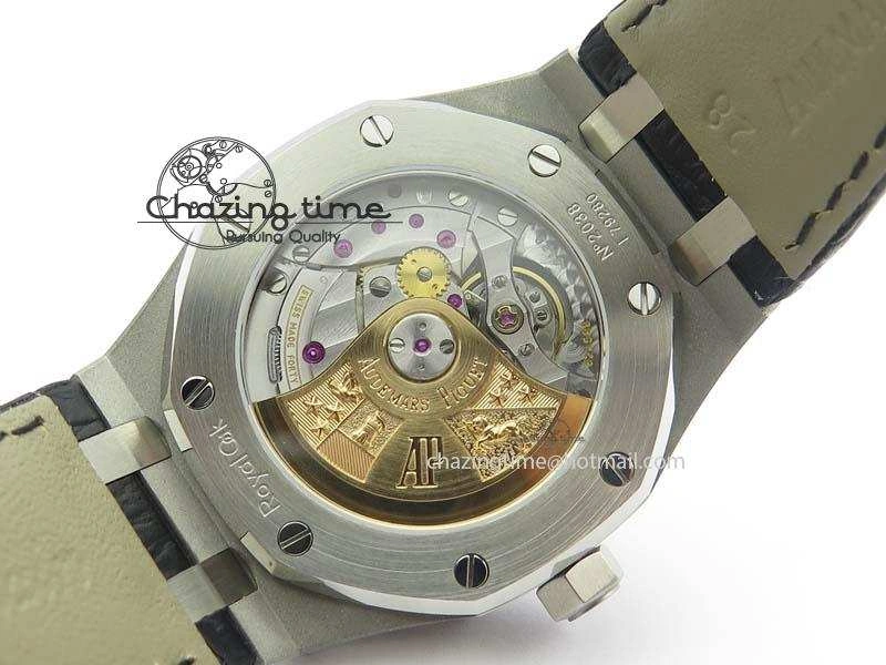 Neat Royal Oak 37mm 15450 SS JF 1:1 Best Edition Black Dial On Black Leather Strap A 5060
