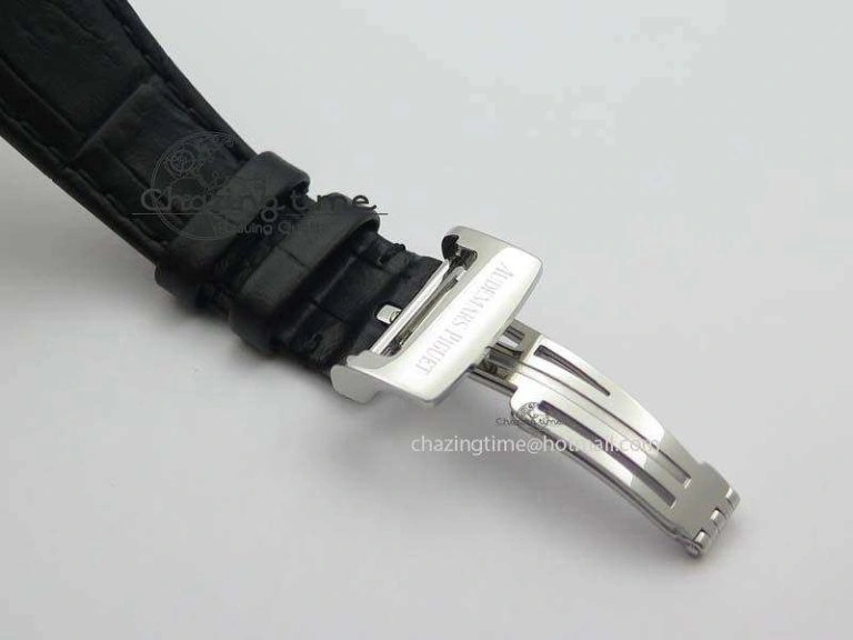 Neat Royal Oak 37mm 15450 SS JF 1:1 Best Edition Black Dial On Black Leather Strap A 5060