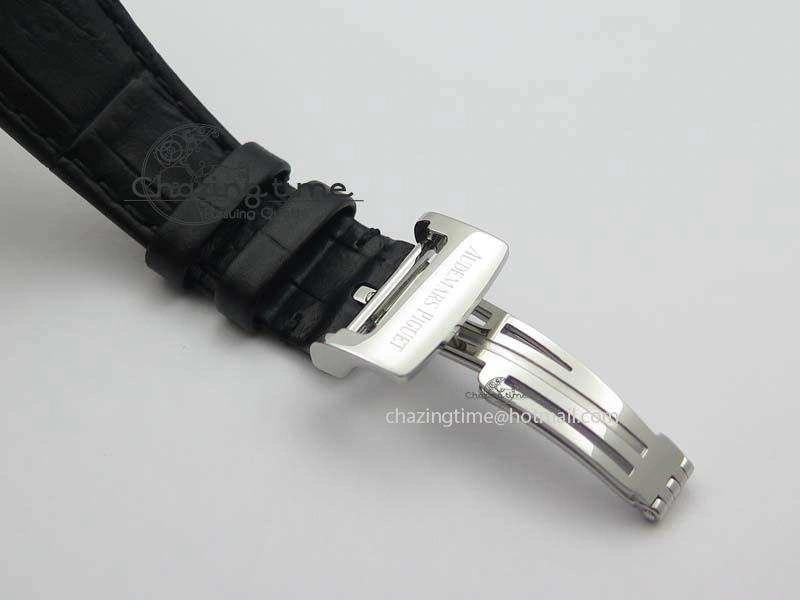 Neat Royal Oak 37mm 15450 SS JF 1:1 Best Edition Black Dial On Black Leather Strap A 5060