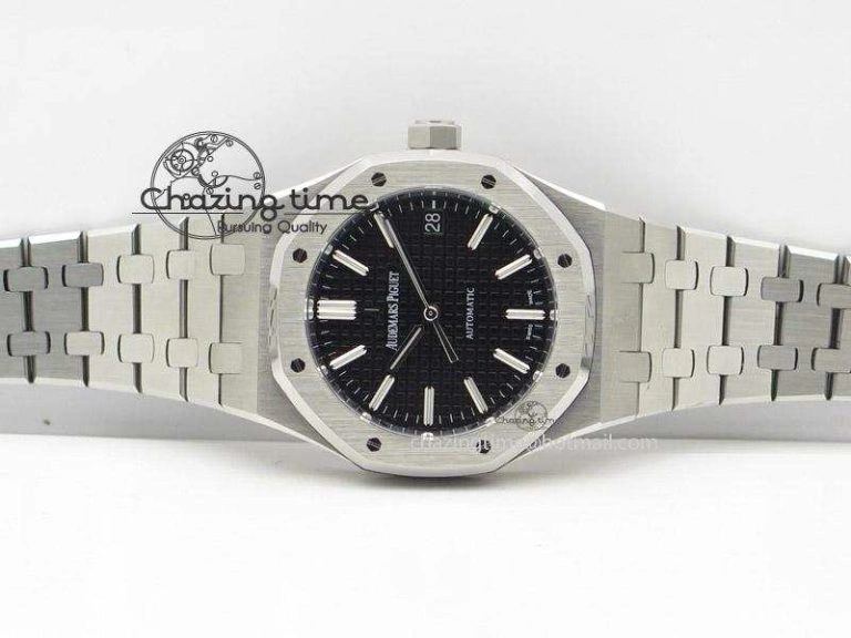 Comfortable Royal Oak 37mm 15450 SS JF 1:1 Best Edition Black Dial On SS Bracelet A 5098