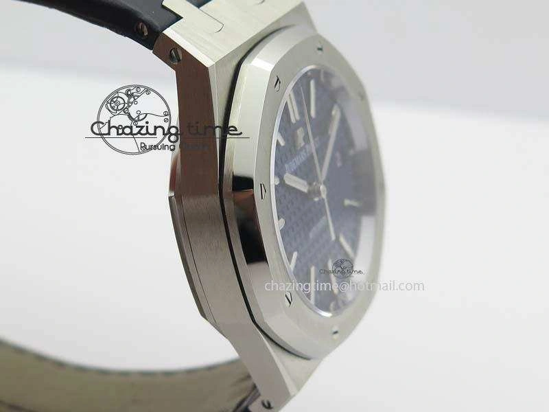 Royal Oak 37mm 15450 SS JF 1:1 Best Edition Blue Dial On Blue Leather Strap A Trendy 5062