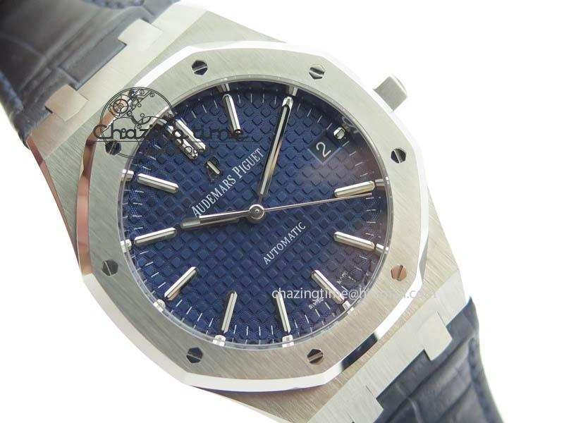 Royal Oak 37mm 15450 SS JF 1:1 Best Edition Blue Dial On Blue Leather Strap A Trendy 5062