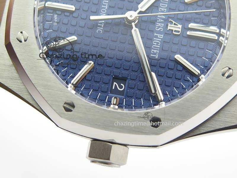 Royal Oak 37mm 15450 SS JF 1:1 Best Edition Blue Dial On Blue Leather Strap A Trendy 5062