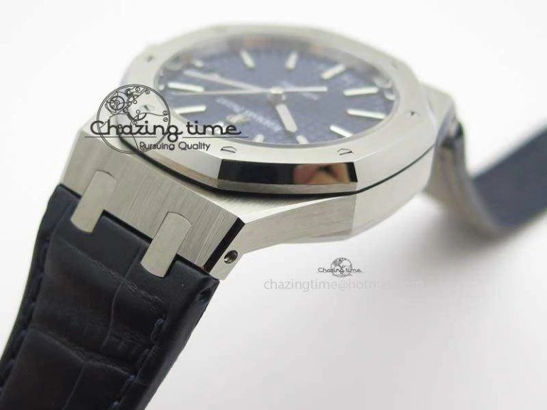 Royal Oak 37mm 15450 SS JF 1:1 Best Edition Blue Dial On Blue Leather Strap A Trendy 5062