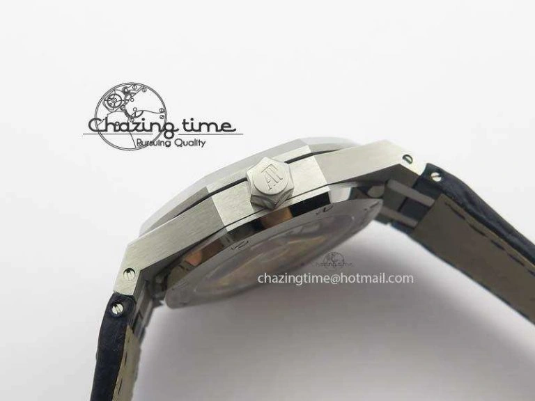 Royal Oak 37mm 15450 SS JF 1:1 Best Edition Blue Dial On Blue Leather Strap A Trendy 5062