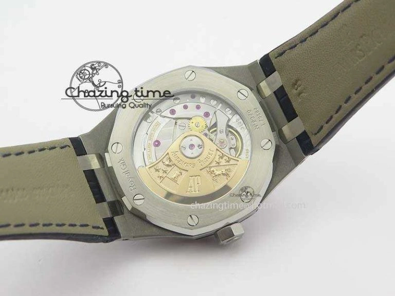 Royal Oak 37mm 15450 SS JF 1:1 Best Edition Blue Dial On Blue Leather Strap A Trendy 5062