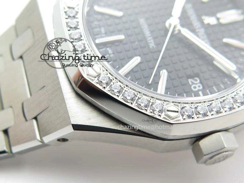 Royal Oak 37mm 15450 SS JF 1:1 Best Edition Diamonds Bezel Black Dial On SS Bracelet A Refined 5095