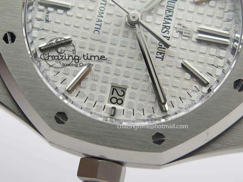ComfortFit Royal Oak 37mm 15450 SS JF 1:1 Best Edition Silver Dial On Brown Leather Strap A 5063