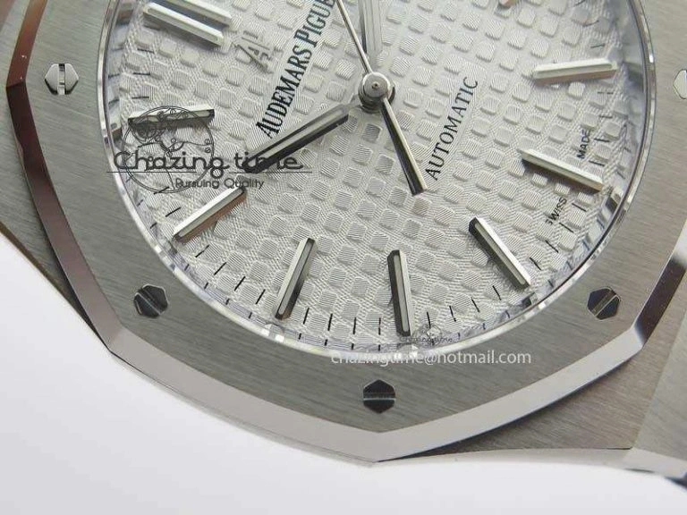 ComfortFit Royal Oak 37mm 15450 SS JF 1:1 Best Edition Silver Dial On Brown Leather Strap A 5063