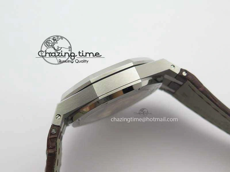 ComfortFit Royal Oak 37mm 15450 SS JF 1:1 Best Edition Silver Dial On Brown Leather Strap A 5063