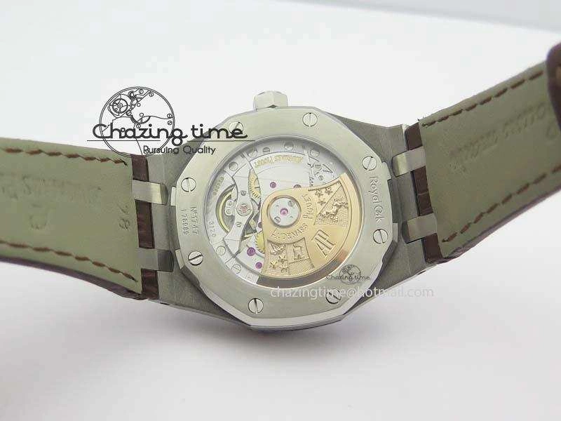 ComfortFit Royal Oak 37mm 15450 SS JF 1:1 Best Edition Silver Dial On Brown Leather Strap A 5063