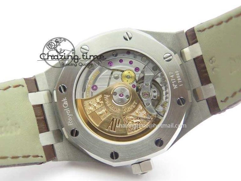 ComfortFit Royal Oak 37mm 15450 SS JF 1:1 Best Edition Silver Dial On Brown Leather Strap A 5063