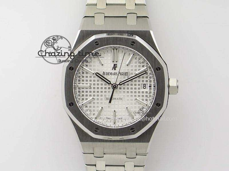 SmoothTexture Royal Oak 37mm 15450 SS JF 1:1 Best Edition White Dial On SS Bracelet A 5099