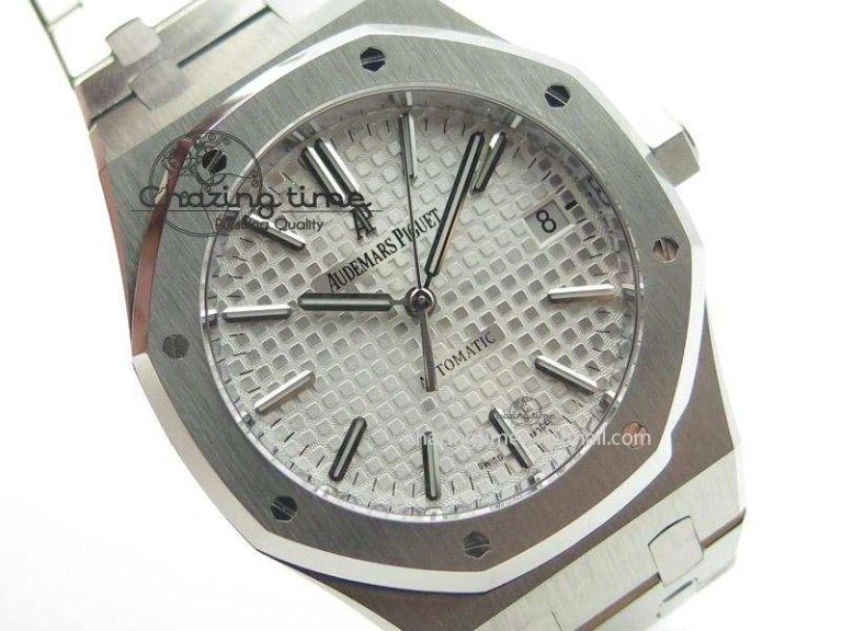 SmoothTexture Royal Oak 37mm 15450 SS JF 1:1 Best Edition White Dial On SS Bracelet A 5099