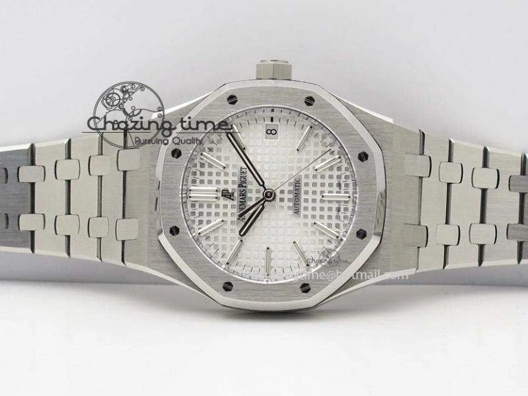 SmoothTexture Royal Oak 37mm 15450 SS JF 1:1 Best Edition White Dial On SS Bracelet A 5099