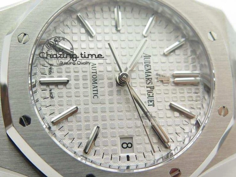 SmoothTexture Royal Oak 37mm 15450 SS JF 1:1 Best Edition White Dial On SS Bracelet A 5099