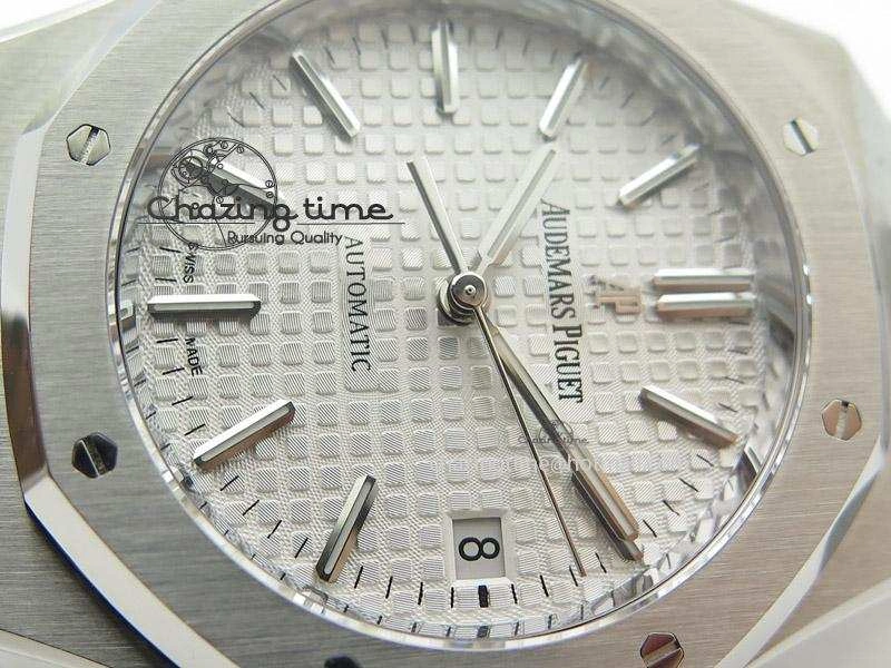 SmoothTexture Royal Oak 37mm 15450 SS JF 1:1 Best Edition White Dial On SS Bracelet A 5099