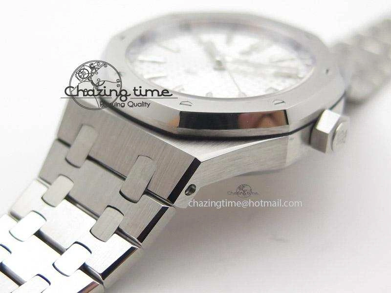 SmoothTexture Royal Oak 37mm 15450 SS JF 1:1 Best Edition White Dial On SS Bracelet A 5099