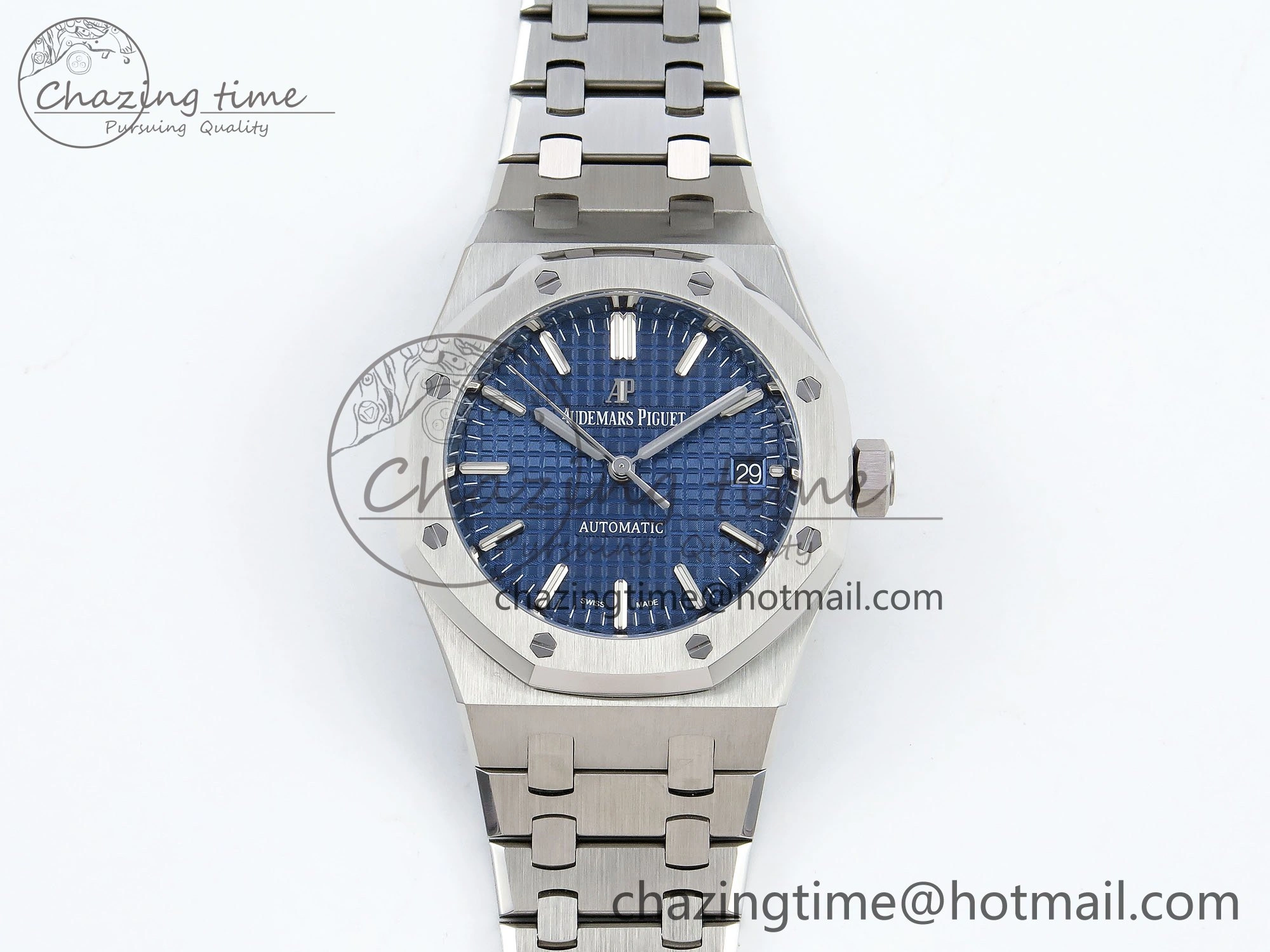 Sporty Royal Oak 37mm 15450 SS ZF 1:1 Best Edition Blue Textured Dial on SS Bracelet SA3120 Super Clone 4444