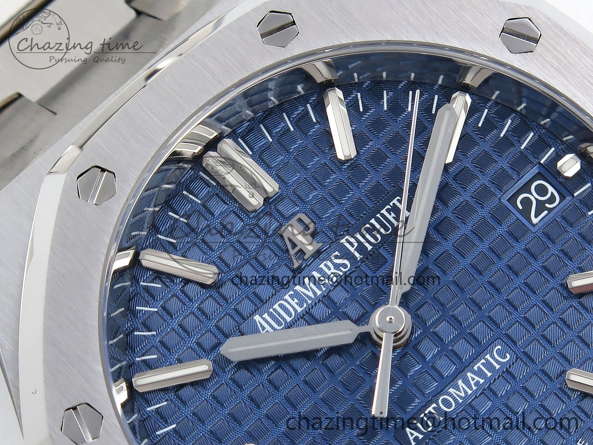 Sporty Royal Oak 37mm 15450 SS ZF 1:1 Best Edition Blue Textured Dial on SS Bracelet SA3120 Super Clone 4444
