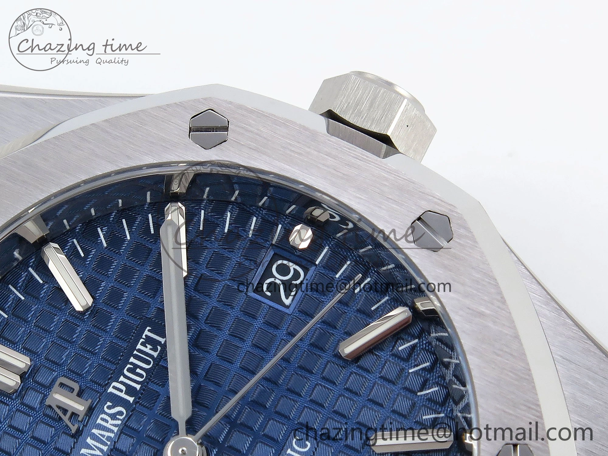 Sporty Royal Oak 37mm 15450 SS ZF 1:1 Best Edition Blue Textured Dial on SS Bracelet SA3120 Super Clone 4444