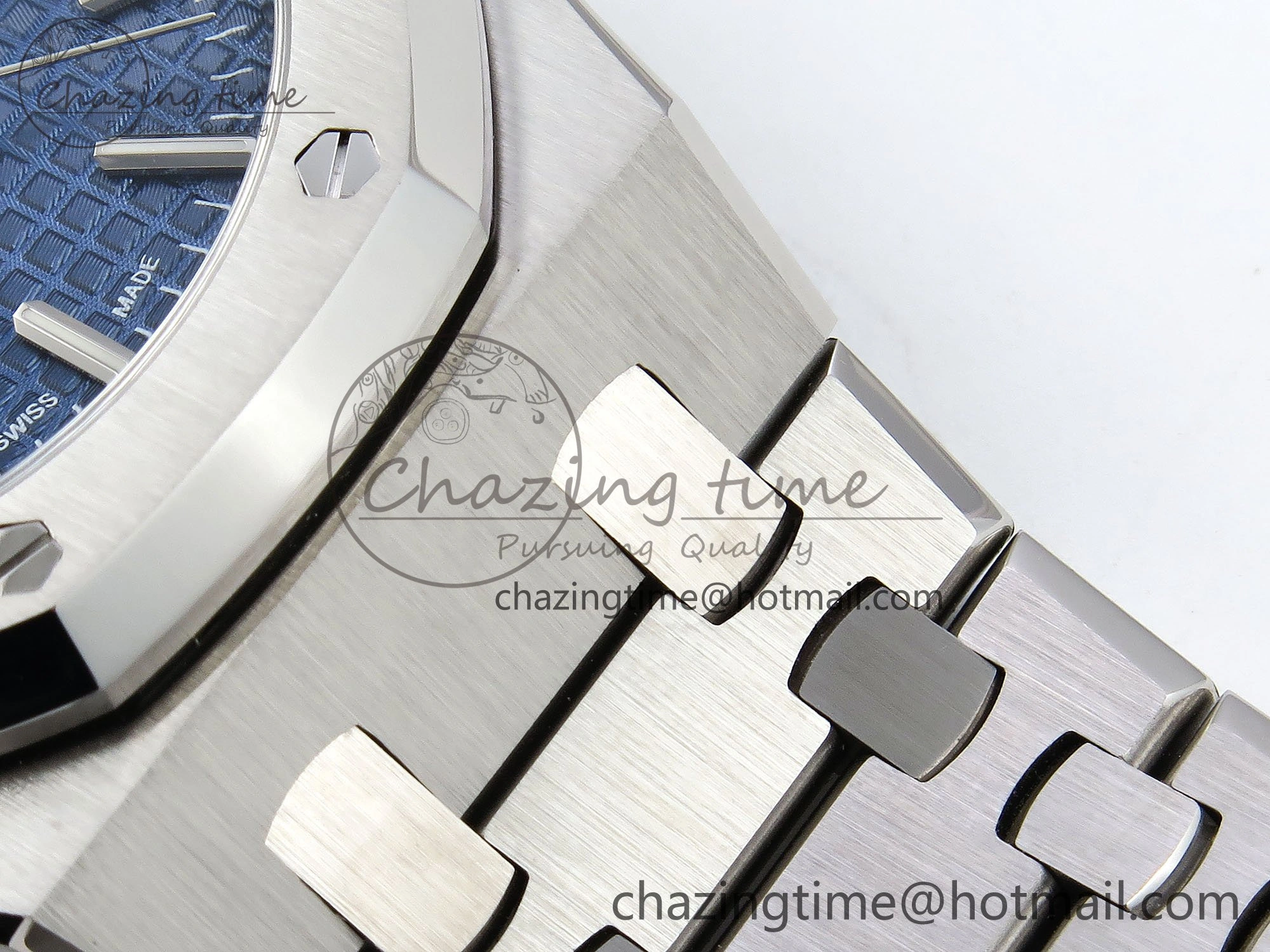 Sporty Royal Oak 37mm 15450 SS ZF 1:1 Best Edition Blue Textured Dial on SS Bracelet SA3120 Super Clone 4444