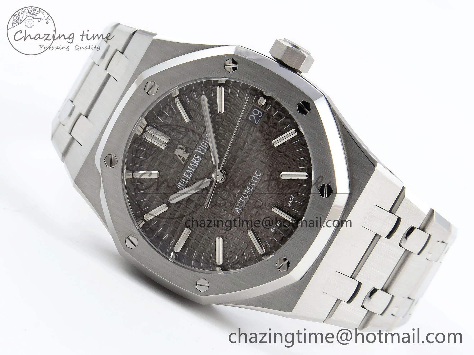 Royal Oak 37mm 15450 SS ZF 1:1 Best Edition Gray Textured Dial on SS Bracelet SA3120 Super Clone Contemporary 4443