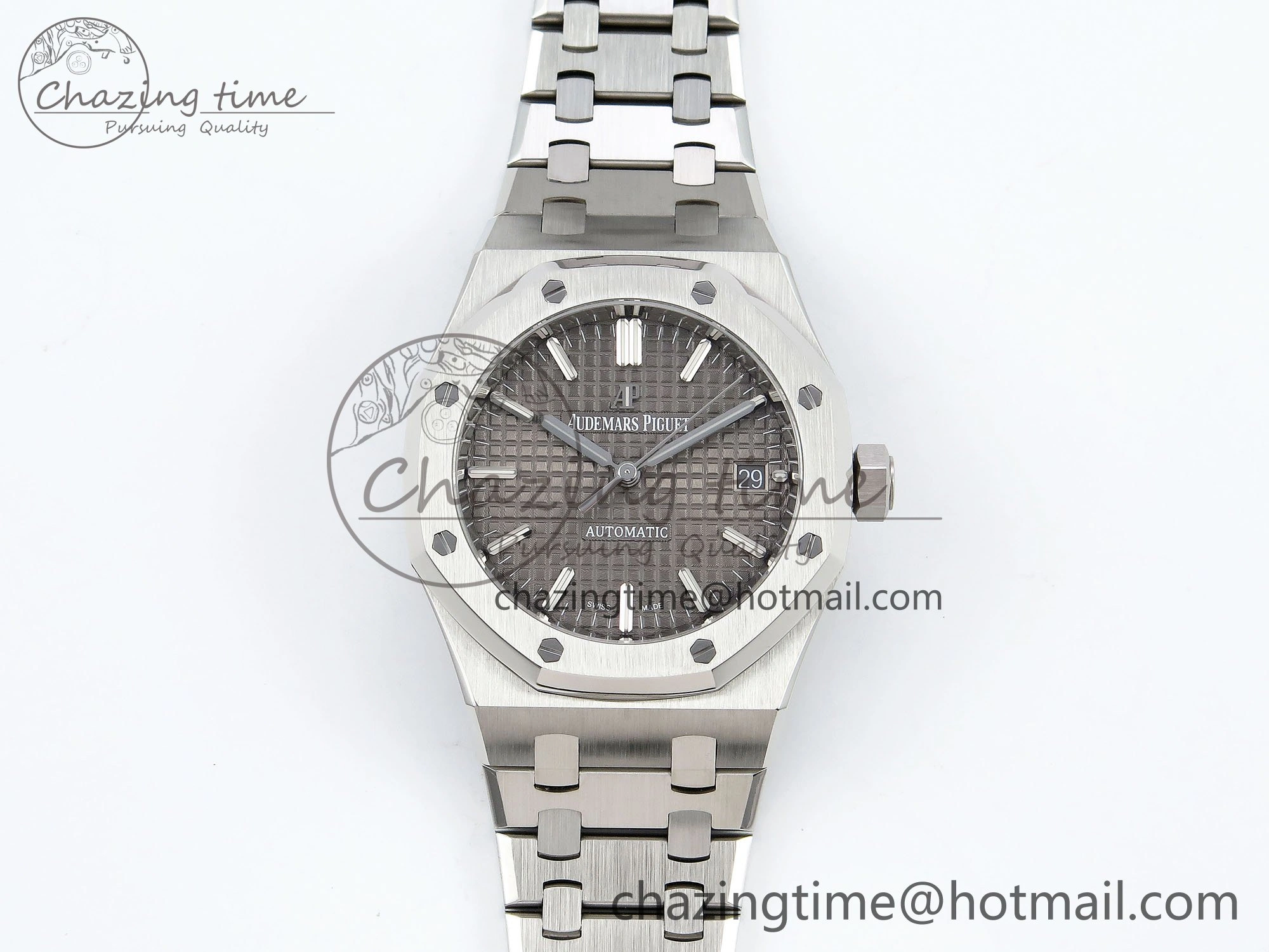 Royal Oak 37mm 15450 SS ZF 1:1 Best Edition Gray Textured Dial on SS Bracelet SA3120 Super Clone Contemporary 4443