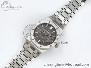 Royal Oak 37mm 15450 SS ZF 1:1 Best Edition Gray Textured Dial on SS Bracelet SA3120 Super Clone Contemporary 4443