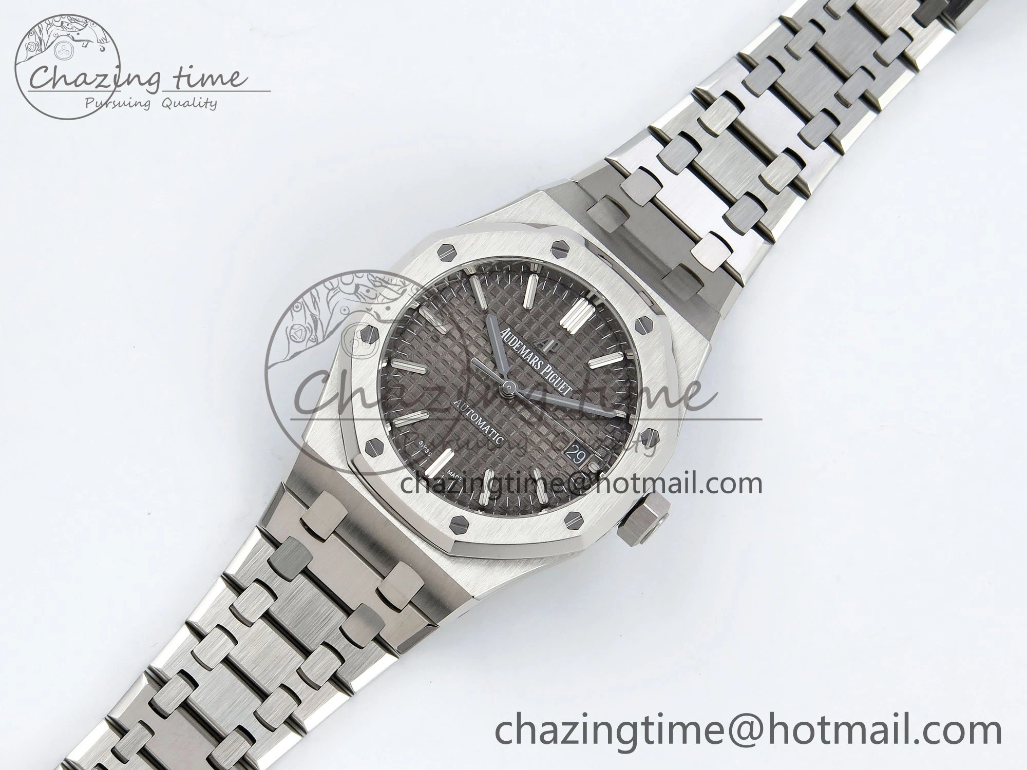 Royal Oak 37mm 15450 SS ZF 1:1 Best Edition Gray Textured Dial on SS Bracelet SA3120 Super Clone Contemporary 4443