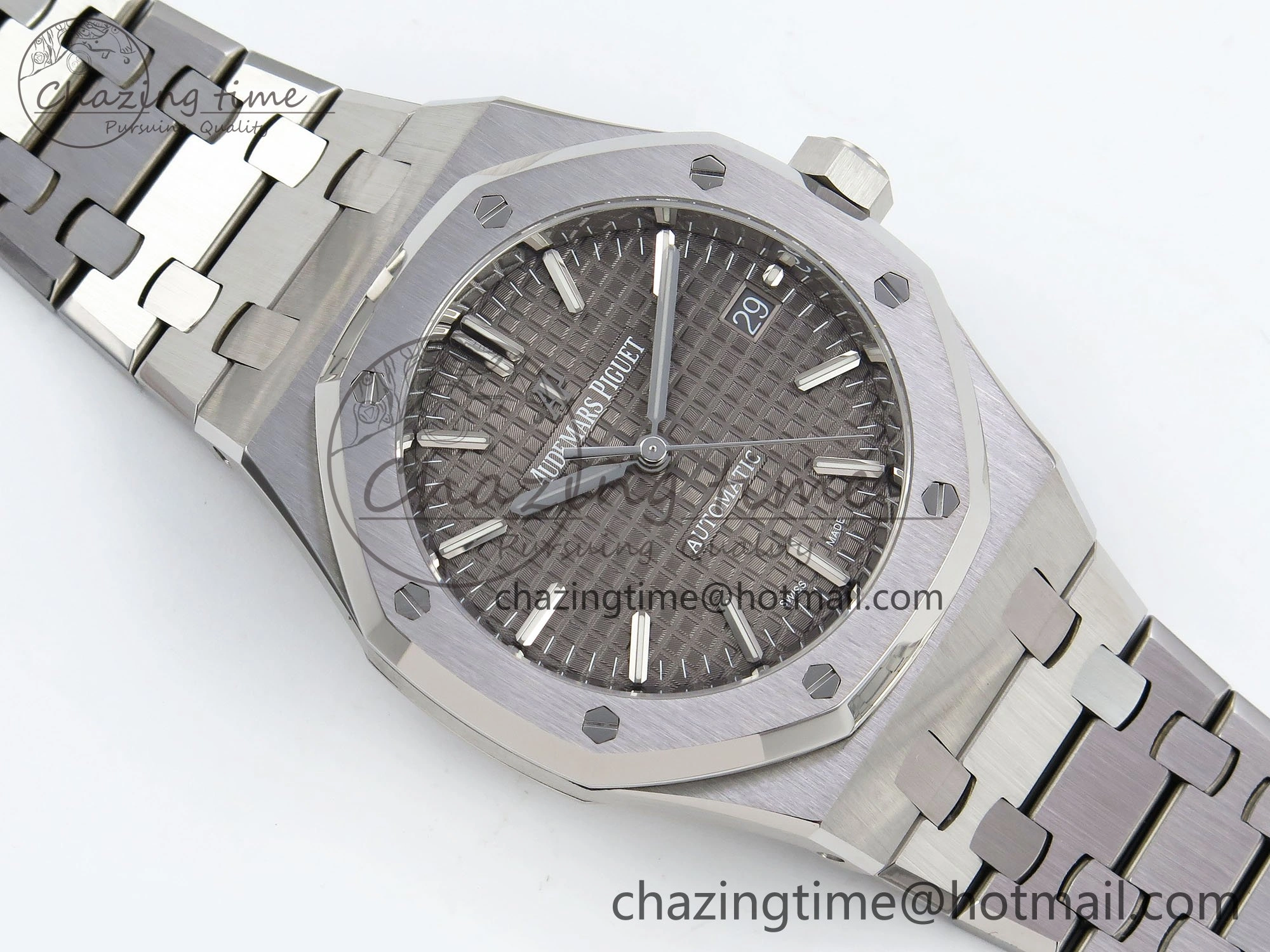 Royal Oak 37mm 15450 SS ZF 1:1 Best Edition Gray Textured Dial on SS Bracelet SA3120 Super Clone Contemporary 4443