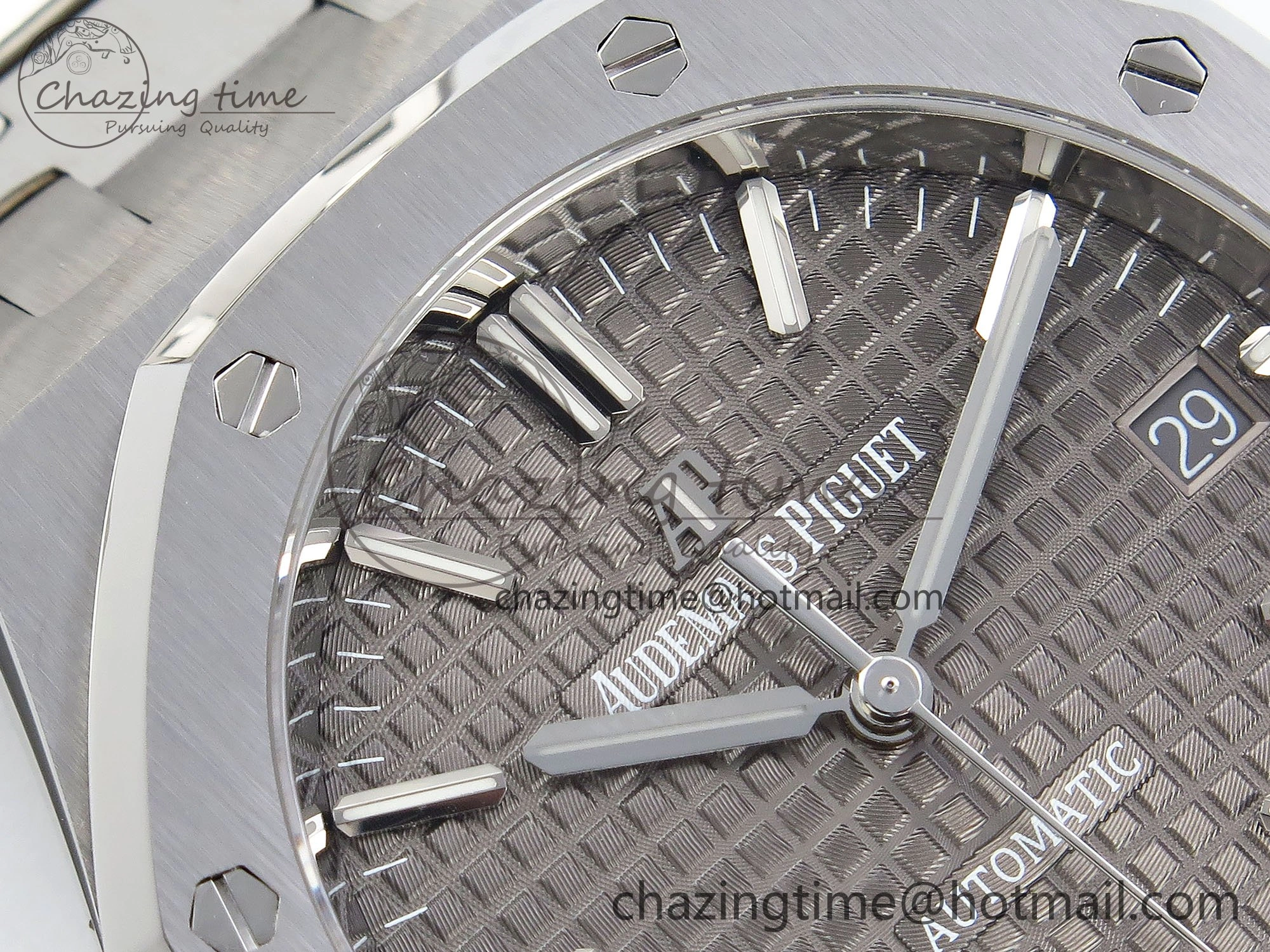 Royal Oak 37mm 15450 SS ZF 1:1 Best Edition Gray Textured Dial on SS Bracelet SA3120 Super Clone Contemporary 4443