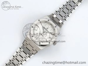 Royal Oak 37mm 15450 SS ZF 1:1 Best Edition White Textured Dial on SS Bracelet SA3120 Super Clone Practical 4448