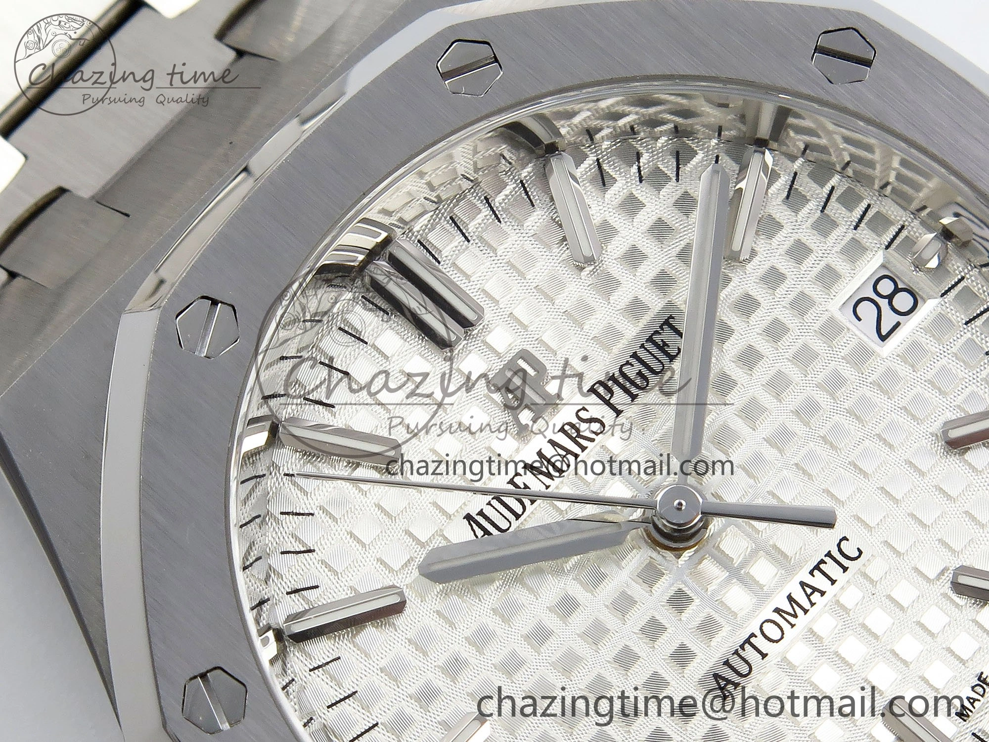 Royal Oak 37mm 15450 SS ZF 1:1 Best Edition White Textured Dial on SS Bracelet SA3120 Super Clone Practical 4448