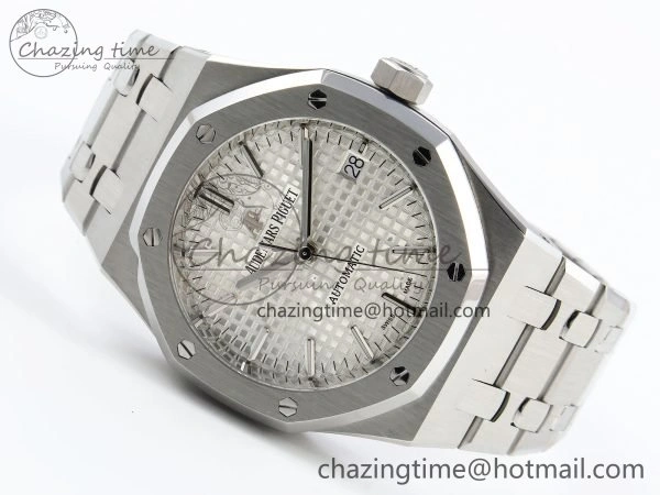 Royal Oak 37mm 15450 SS ZF 1:1 Best Edition White Textured Dial on SS Bracelet SA3120 Super Clone Practical 4448