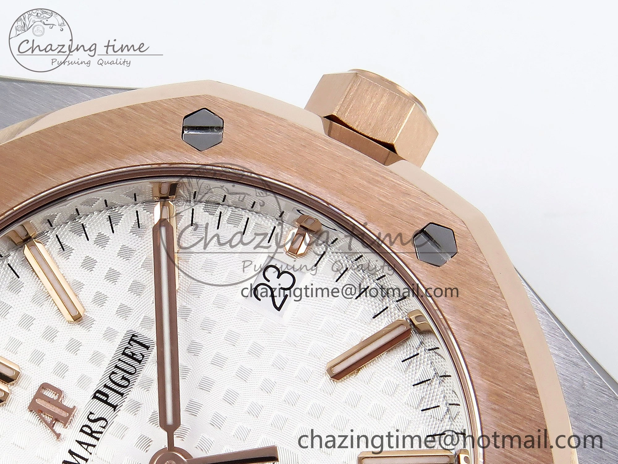 Royal Oak 37mm 15450 SS RG APSF 1:1 Best Edition White Textured Dial on SS RG Bracelet SA3120 Super Clone Vibrant 4458