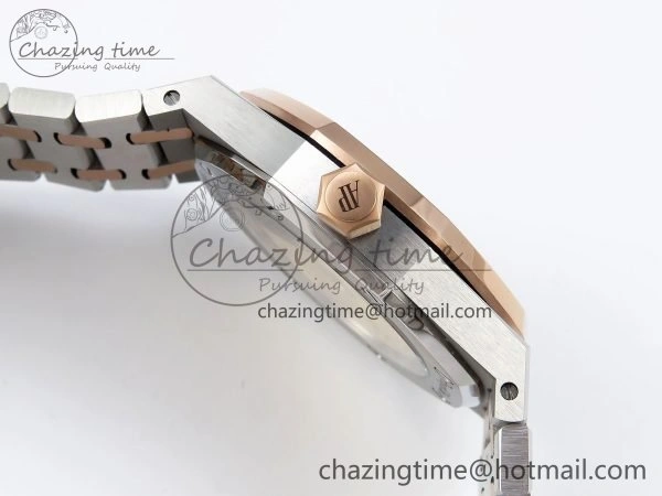 Royal Oak 37mm 15450 SS RG APSF 1:1 Best Edition White Textured Dial on SS RG Bracelet SA3120 Super Clone Vibrant 4458