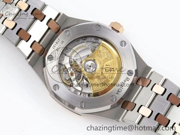 Royal Oak 37mm 15450 SS RG APSF 1:1 Best Edition White Textured Dial on SS RG Bracelet SA3120 Super Clone Vibrant 4458