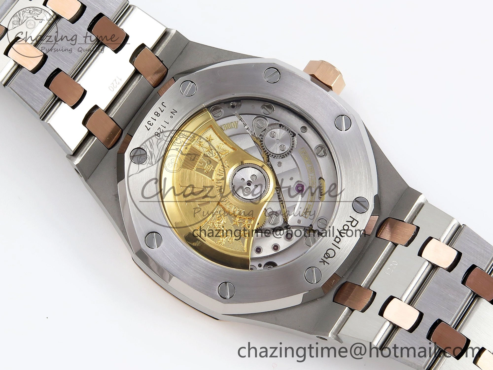 Royal Oak 37mm 15450 SS RG APSF 1:1 Best Edition White Textured Dial on SS RG Bracelet SA3120 Super Clone Vibrant 4458