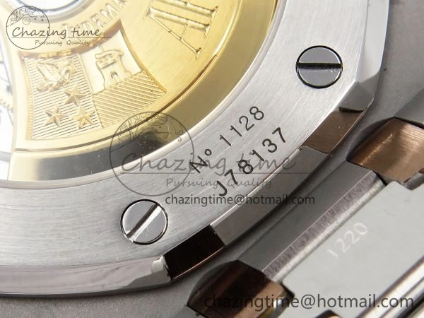 Royal Oak 37mm 15450 SS RG APSF 1:1 Best Edition White Textured Dial on SS RG Bracelet SA3120 Super Clone Vibrant 4458