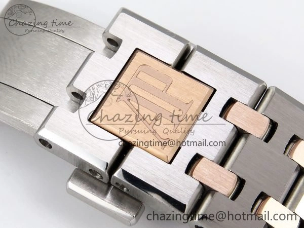 Royal Oak 37mm 15450 SS RG APSF 1:1 Best Edition White Textured Dial on SS RG Bracelet SA3120 Super Clone Vibrant 4458