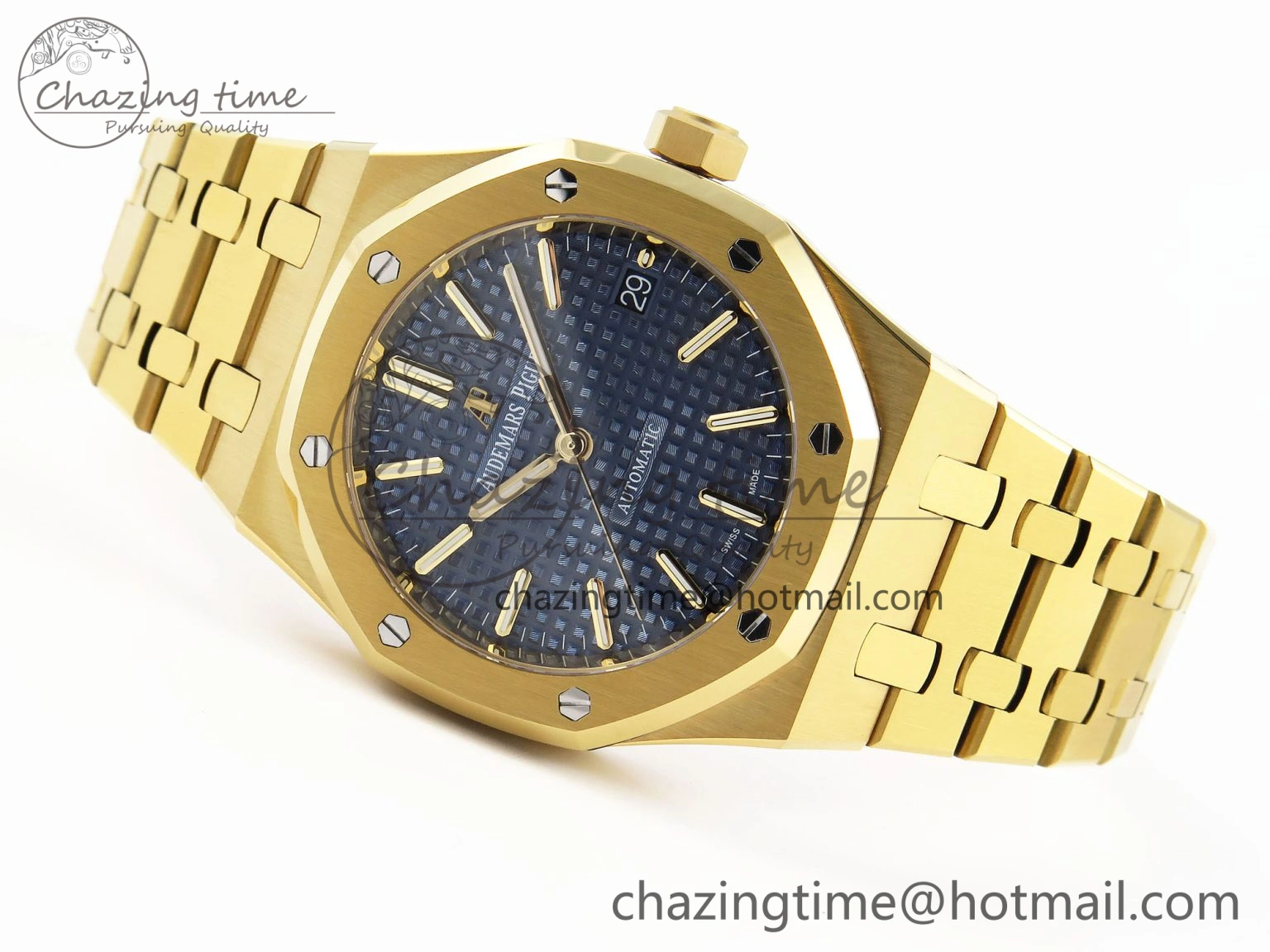 Packable Royal Oak 37mm 15450 YG IPF Best Edition Blue Dial on YG Bracelet SA3120 Super Clone 4564