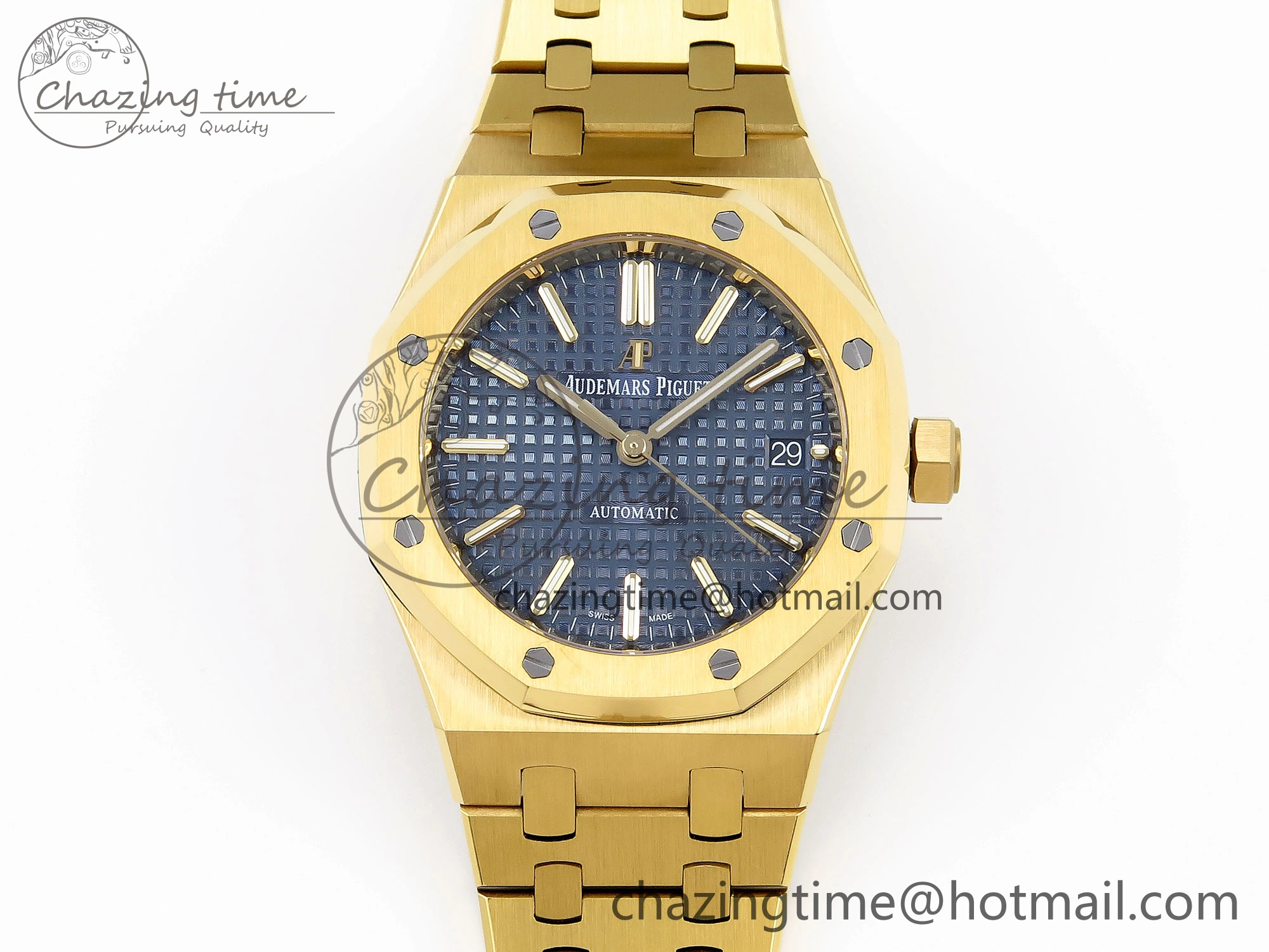 Packable Royal Oak 37mm 15450 YG IPF Best Edition Blue Dial on YG Bracelet SA3120 Super Clone 4564