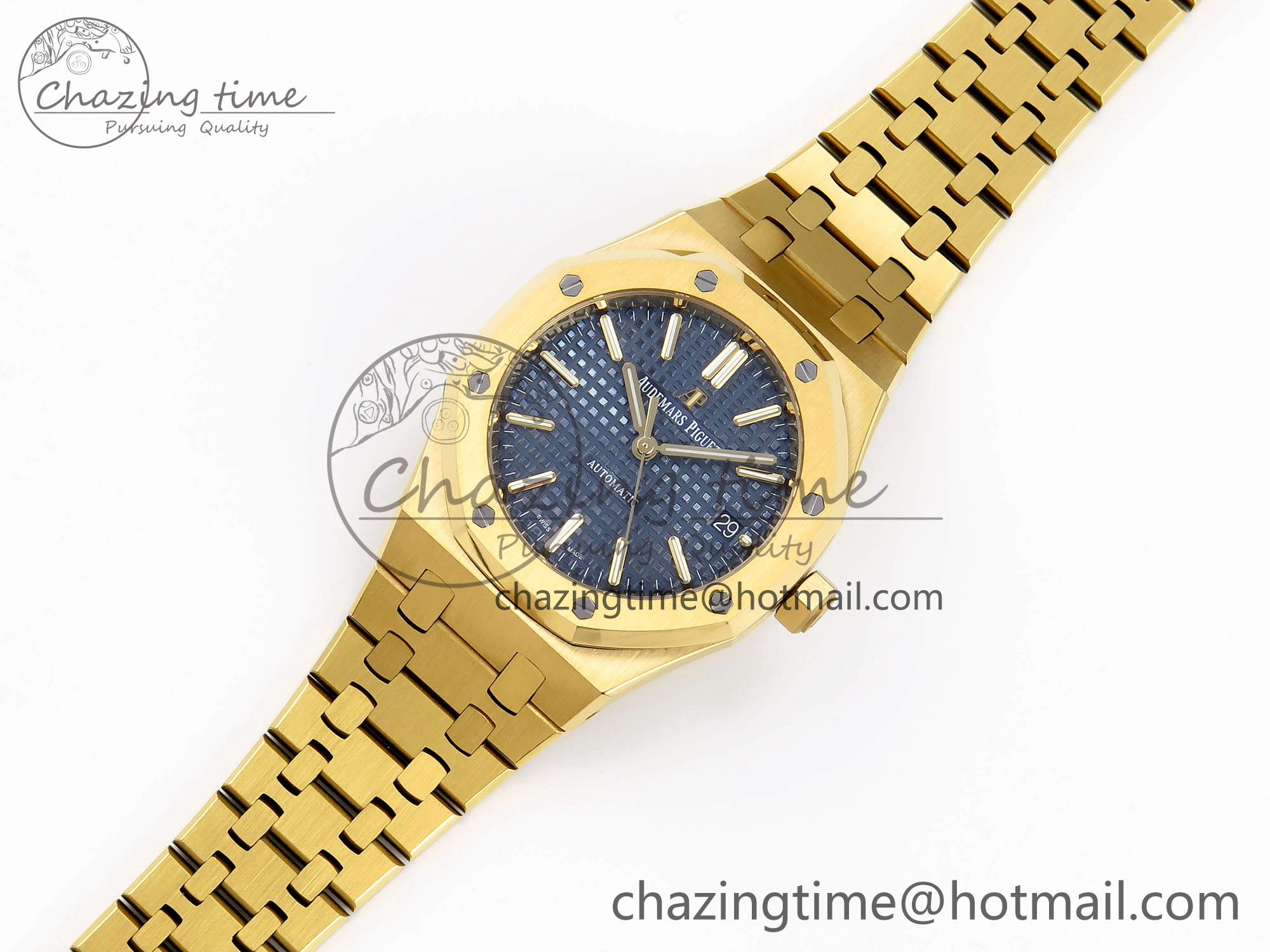 Packable Royal Oak 37mm 15450 YG IPF Best Edition Blue Dial on YG Bracelet SA3120 Super Clone 4564