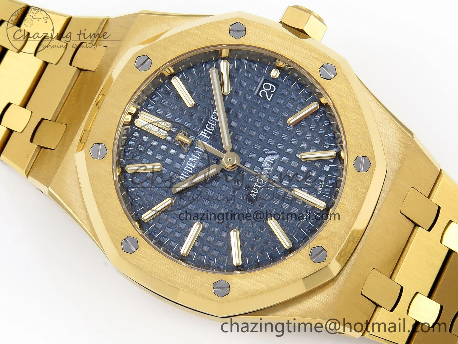 Packable Royal Oak 37mm 15450 YG IPF Best Edition Blue Dial on YG Bracelet SA3120 Super Clone 4564