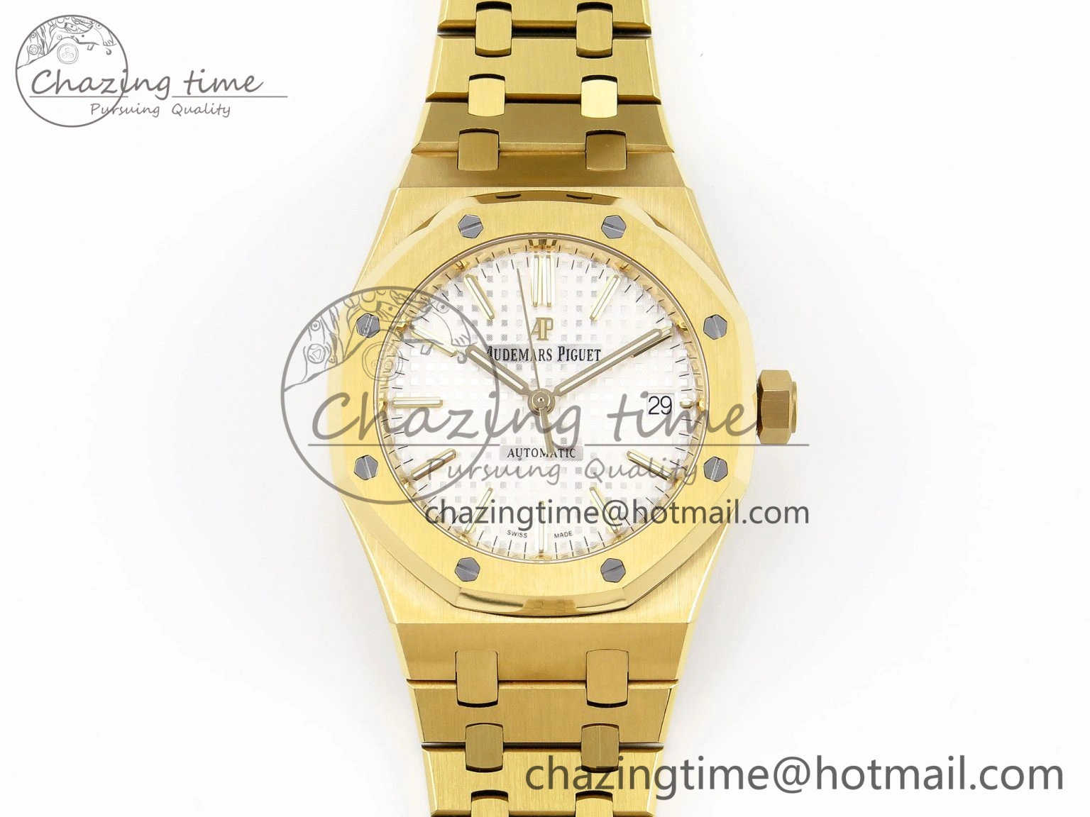 Royal Oak 37mm 15450 YG IPF Best Edition White Dial on YG Bracelet SA3120 Super Clone Casual 4566