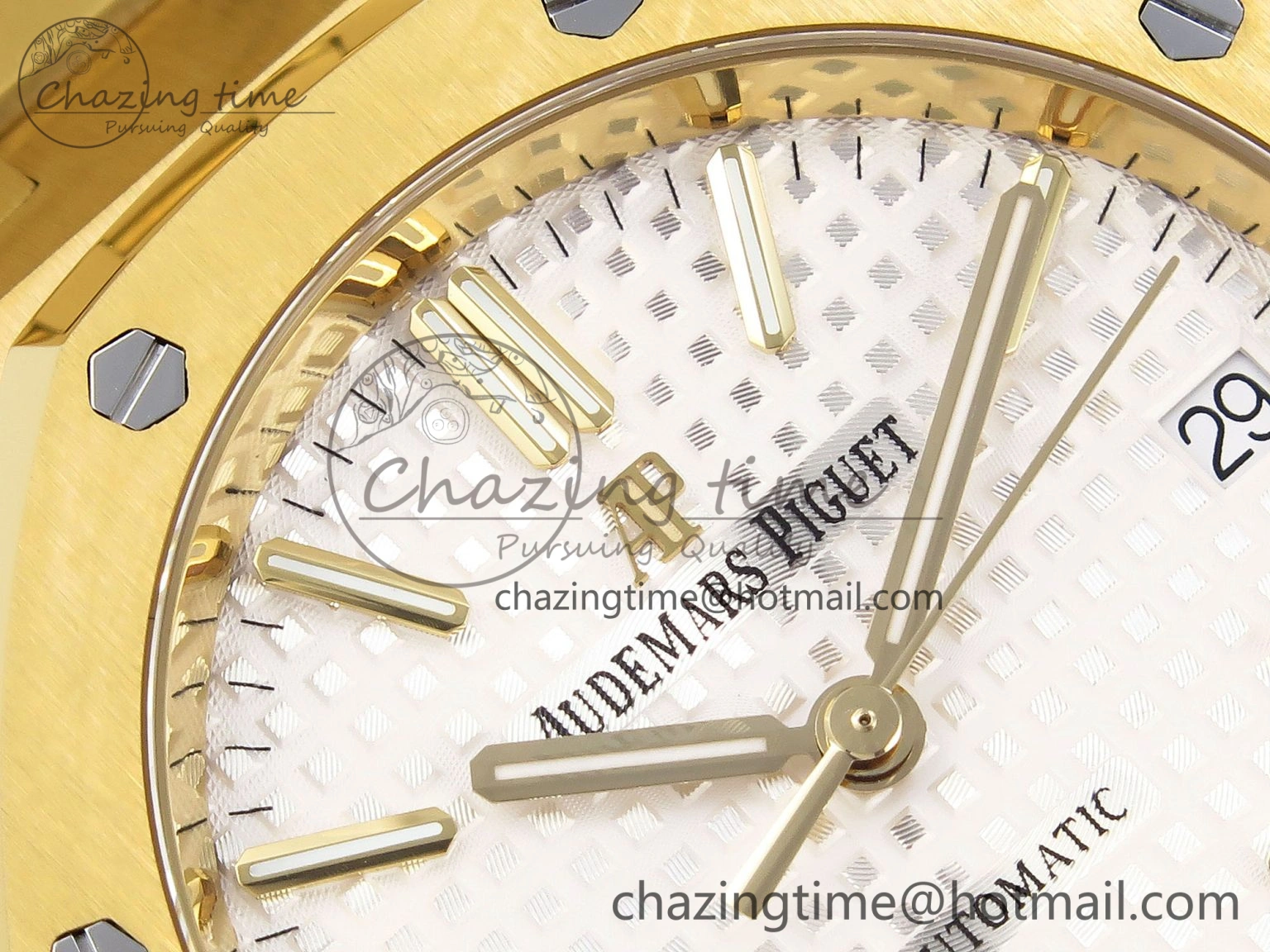 Royal Oak 37mm 15450 YG IPF Best Edition White Dial on YG Bracelet SA3120 Super Clone Casual 4566