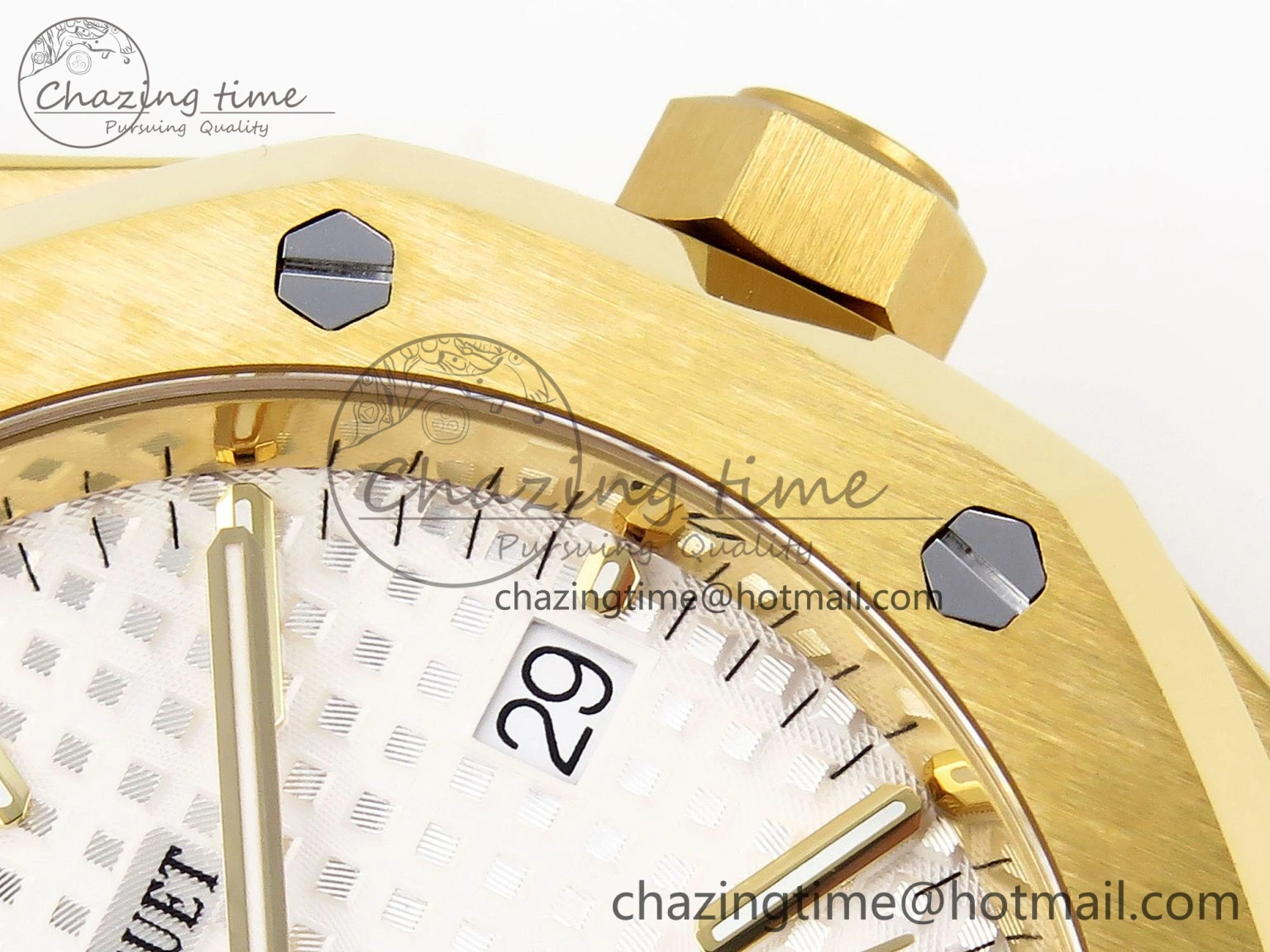 Royal Oak 37mm 15450 YG IPF Best Edition White Dial on YG Bracelet SA3120 Super Clone Casual 4566