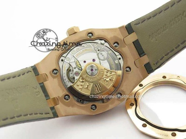 MoistureWicking Royal Oak 37mm 15452 RG Full Paved Diamonds JF 1:1 Best Edition Diamonds Dial On Leather Strap A 5031